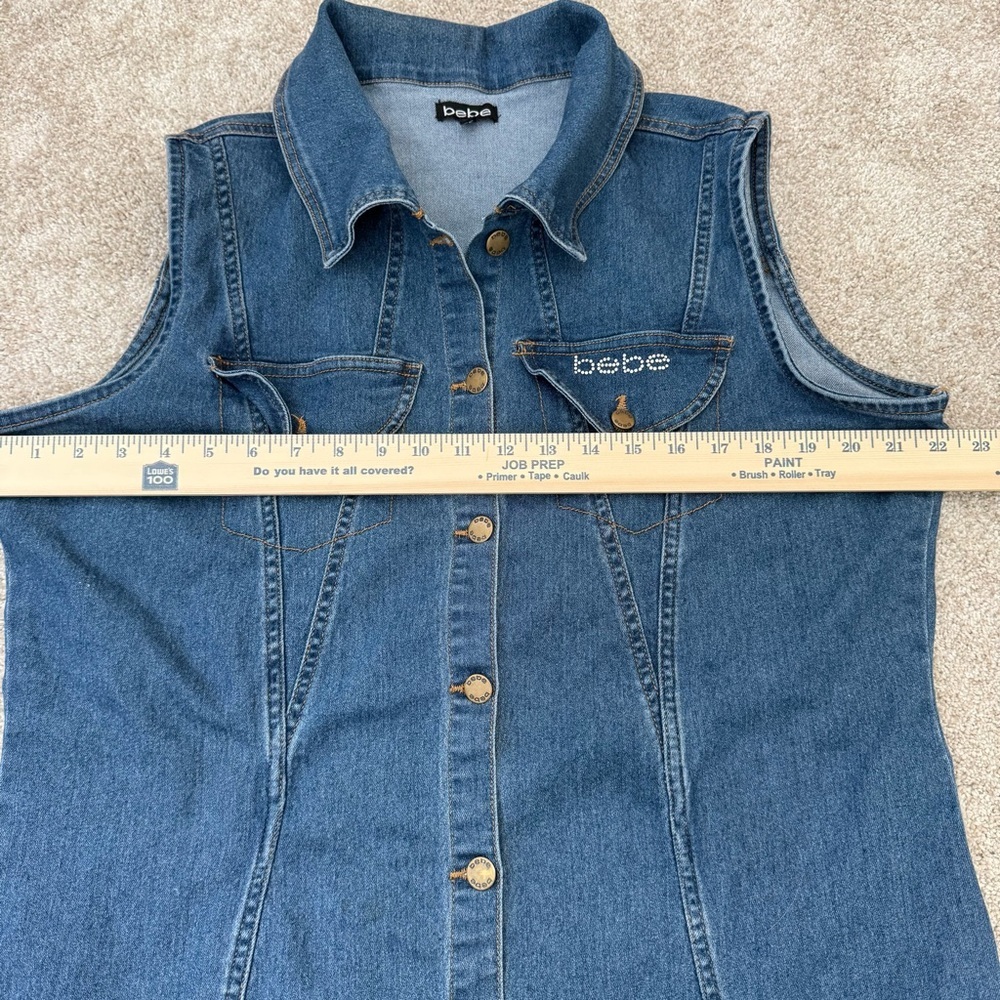 Bebe Y2K Denim Button Down Sleeveless Midi Dress Sz 3X‎ - Picture 11 of 12
